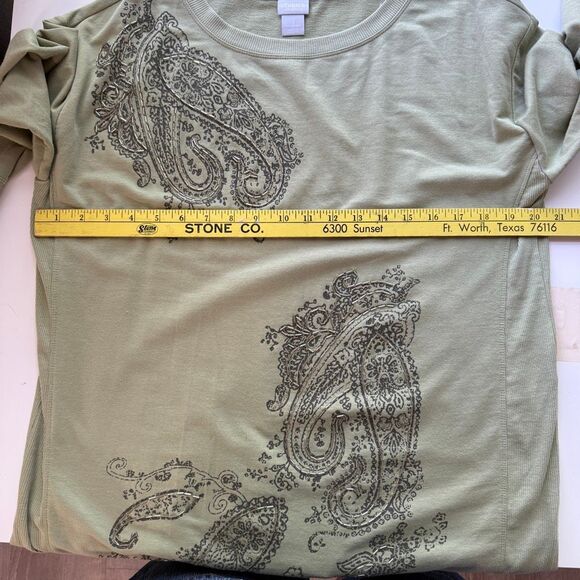 Chico's Moss Green Pullover, 3/4 Sleeve Top, Size Medium - Picture 3 of 11